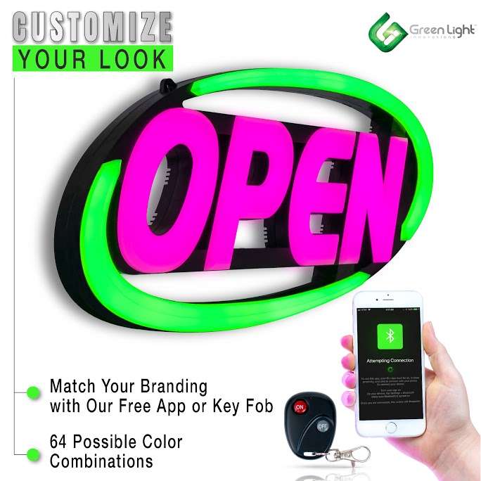 Bluetooth App Enabled Led Open Sign for Business, led business sign