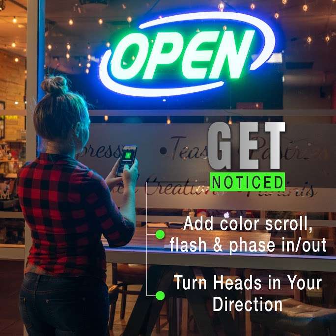 Bluetooth App Enabled Led Open Sign for Business, green innovations