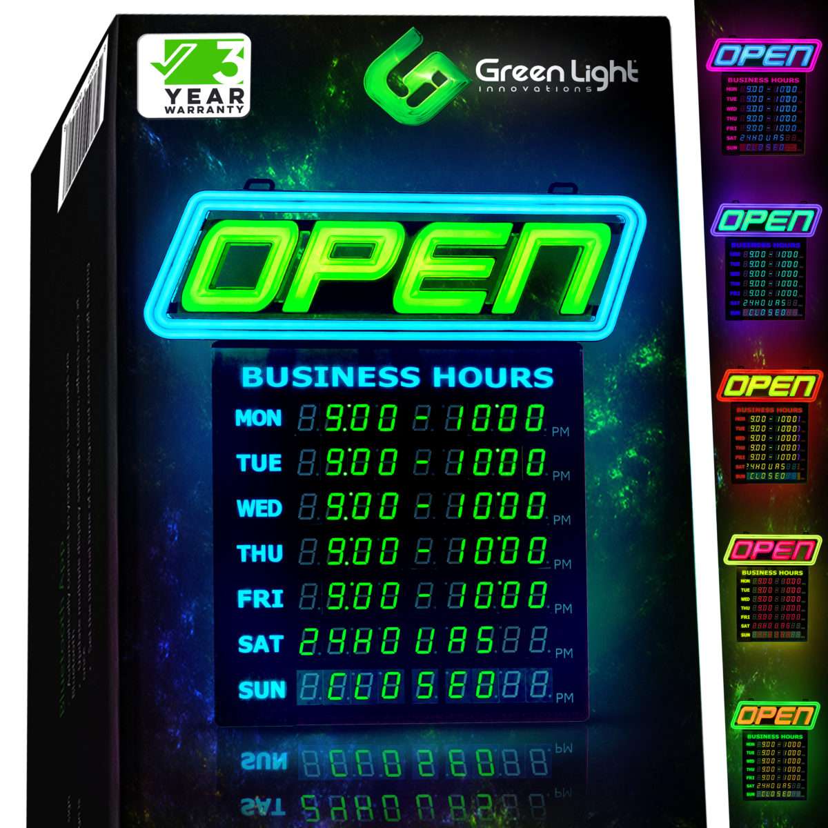Led Open Sign with Business Hours – Stand Out with 1000’s Color Combos to Match Your Brand, – Neon Flash, or Scroll – Programmable App, 15 x 16.5 inch…