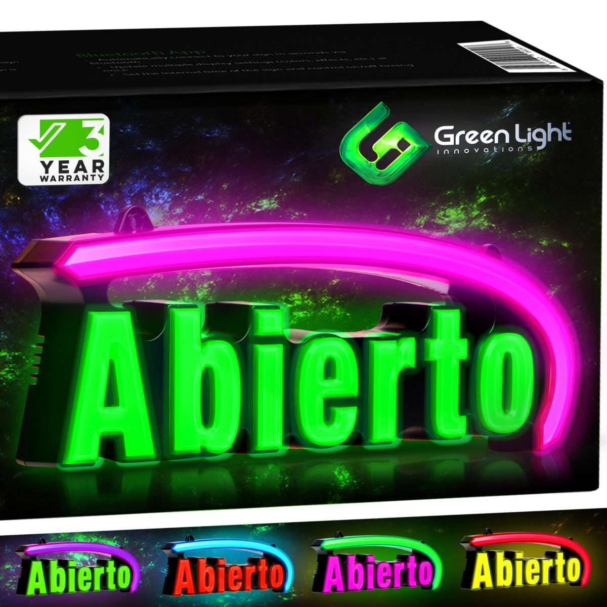 Super Bright LED Abierto Sign – Stand Out with 64 Color Combos to Match Your Brand, – Neon Flash, or Scroll, 18 x 7 inches, Fits In Any Window, Includes Remote Control, Includes Fixings