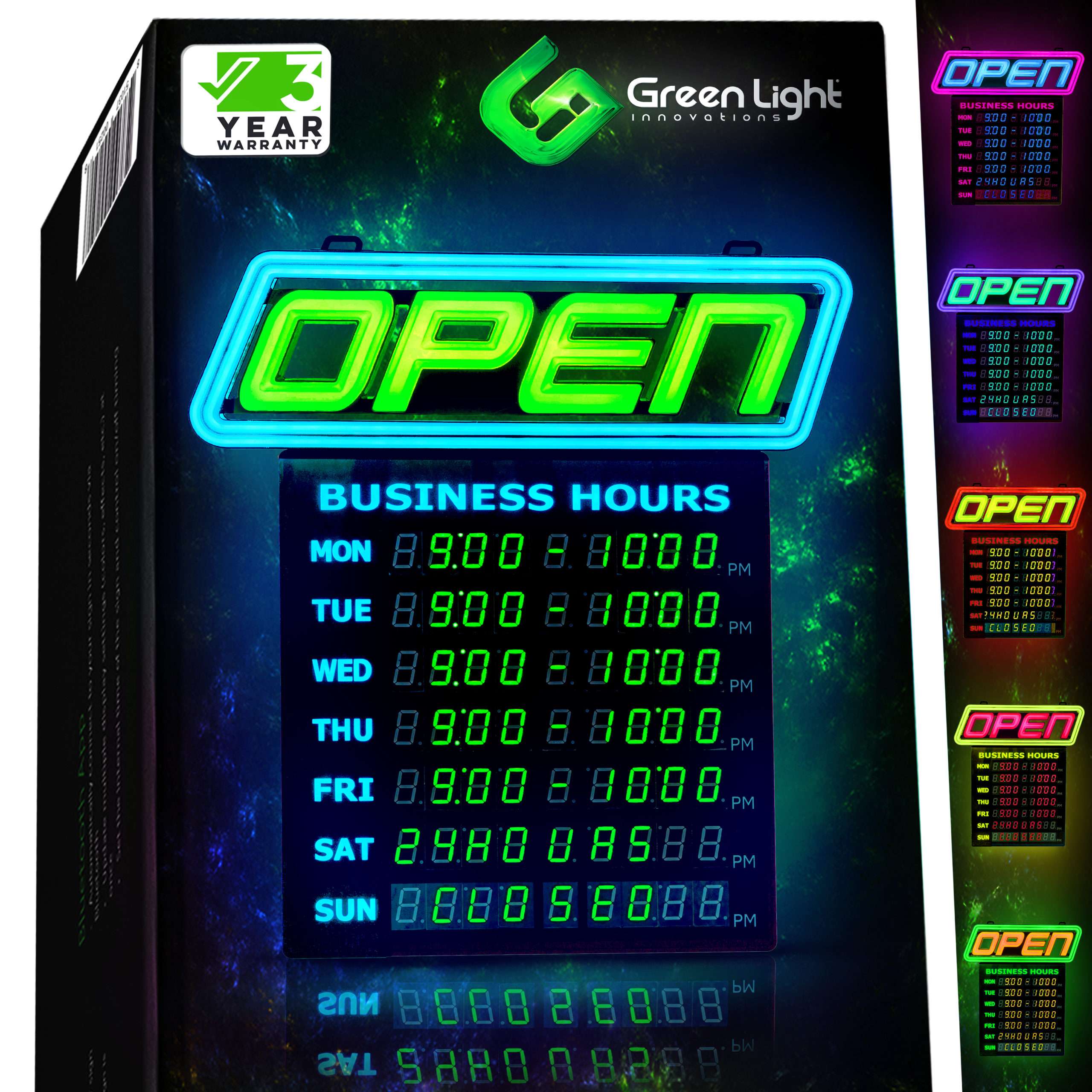 Green Light LED Business Open Sign Wireless Remote 64 Color Combinations 32 X 15 for sale online 