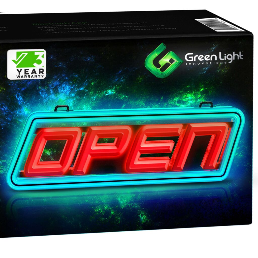 REFURBISHED 15×5 Super-Bright LED Open Sign (Red/Blue)