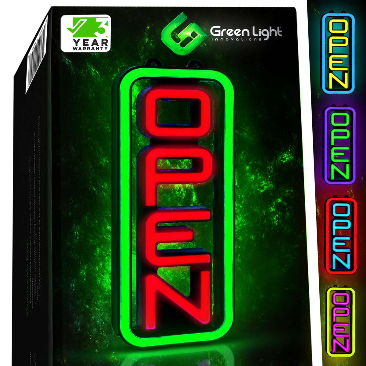 Led Open Sign for Business – Stand Out with 64 Super-Bright Color Combos to Match Your Brand – Programmable Neon Flash, or Scroll – 8 x 19 inch