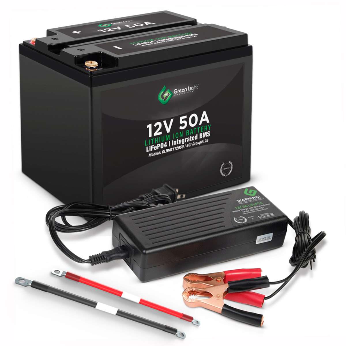 Universal Lithium Ion 12V Battery With Charger & Cables