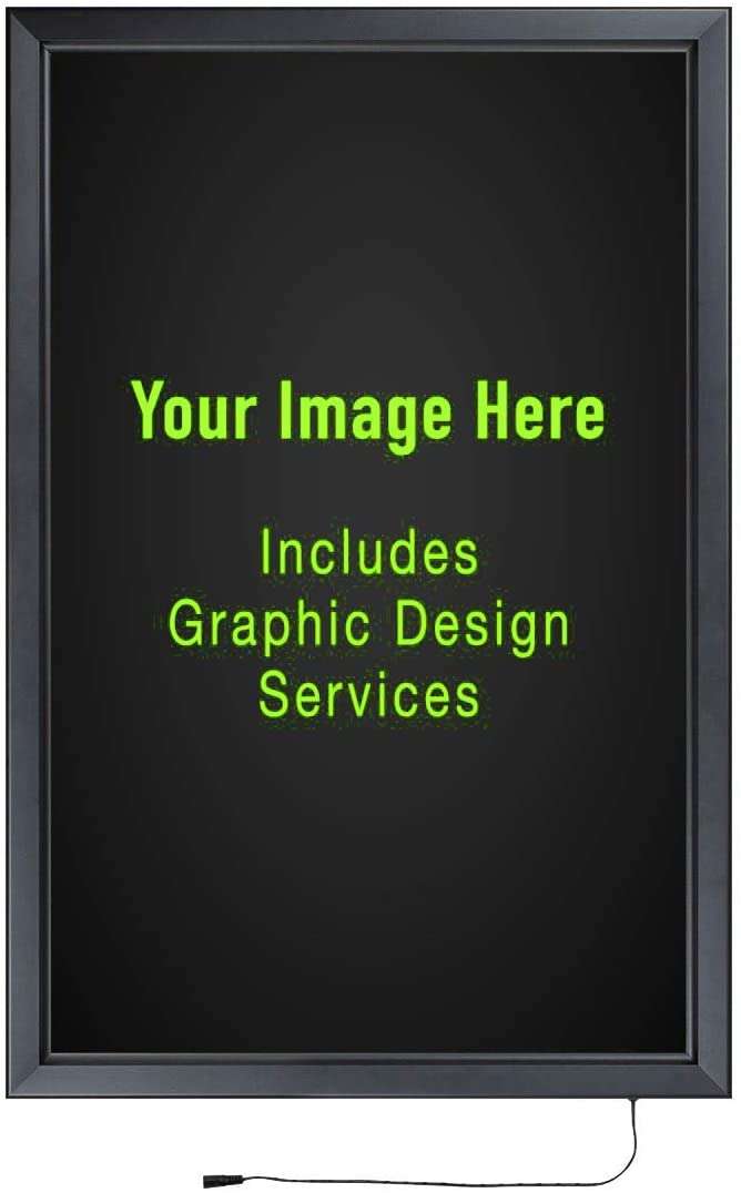 GLI LED Picture Frame and Custom Artwork – 36 x 24” Backlit & Edge-lit to Light Up Your Personalized Message – Maximum Impact for Business Services, Store Special Offers, Wall Décor, Fits Windows Too