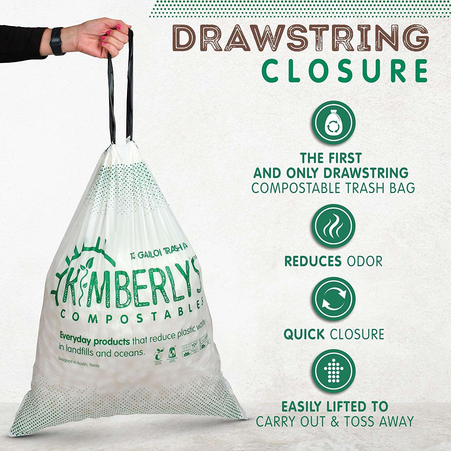 Compostable Trash Bags Large 13Gallon 25 x 0.91 Mils Extrathick