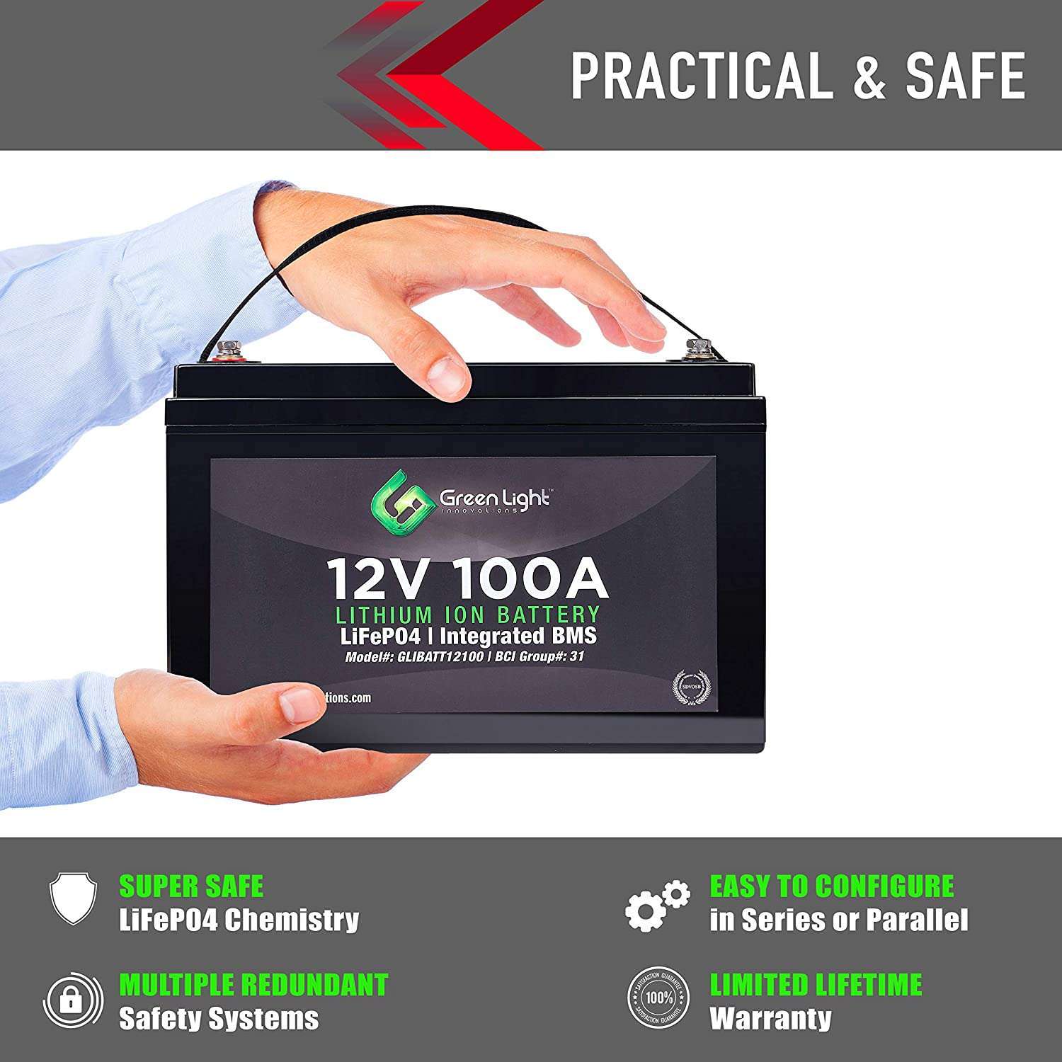 Universal 12V Battery w/ Charger Green Light Innovations 1 USA