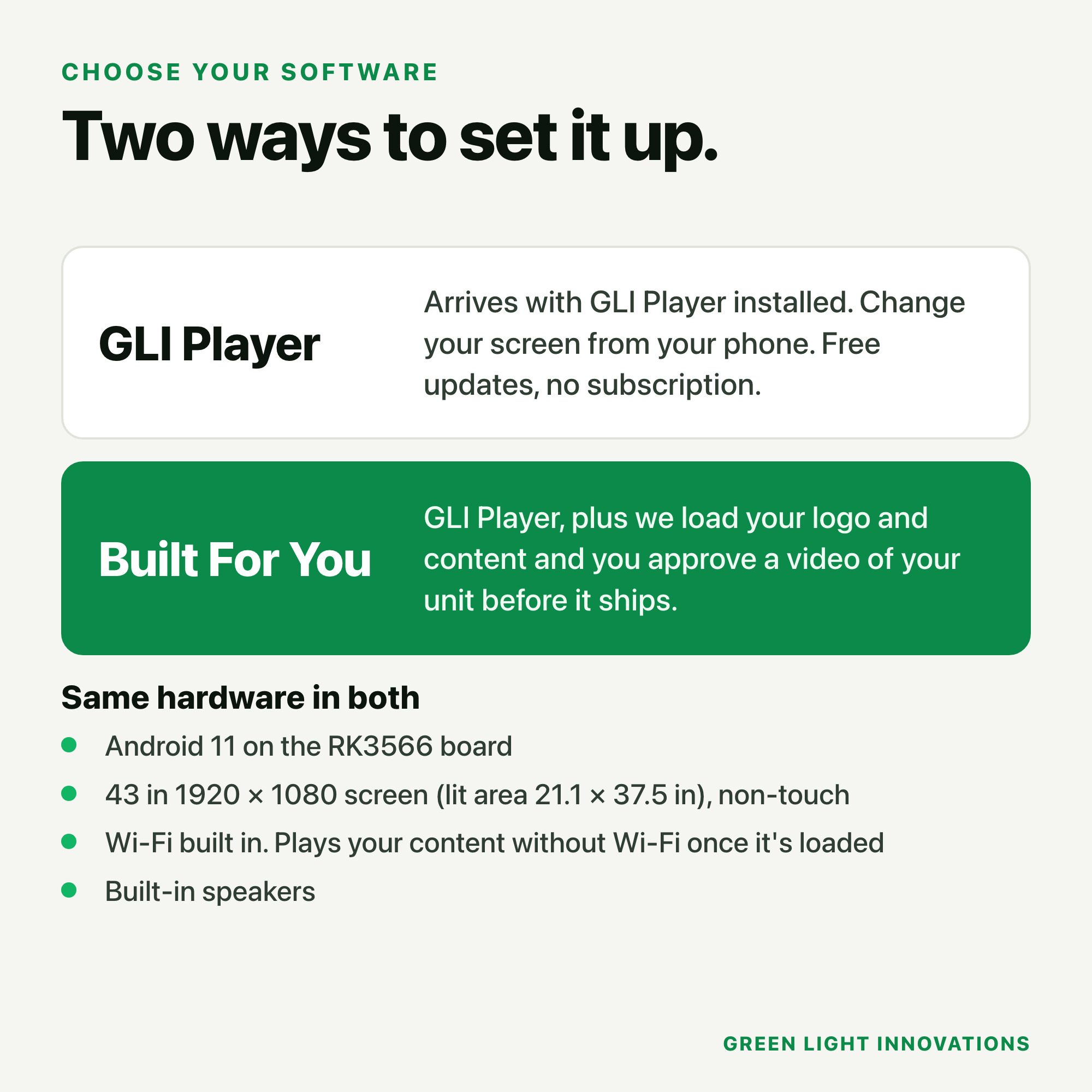 GLI Player or Built For You, Android 11 on the RK3566 board.